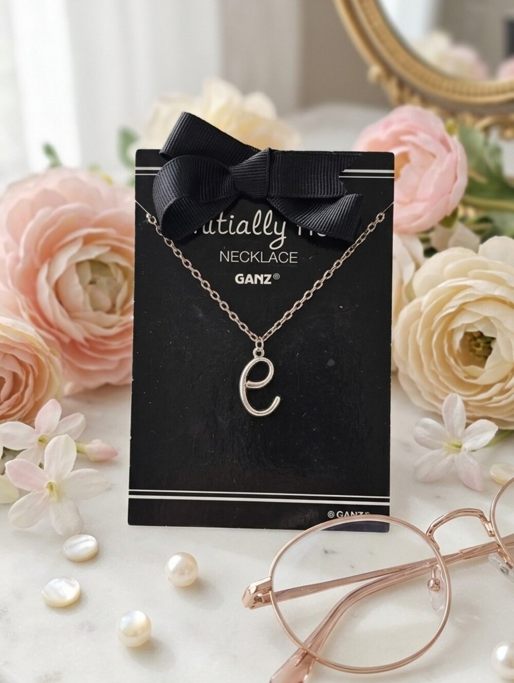Silvertone Lower Case Script Initial Pendant Neckace 16inch Long NWT